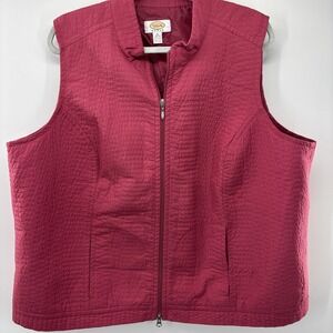 Talbots Womens Vest Size Plus‎ Size 2X Pink Quilted Sleeveless  Full Zip